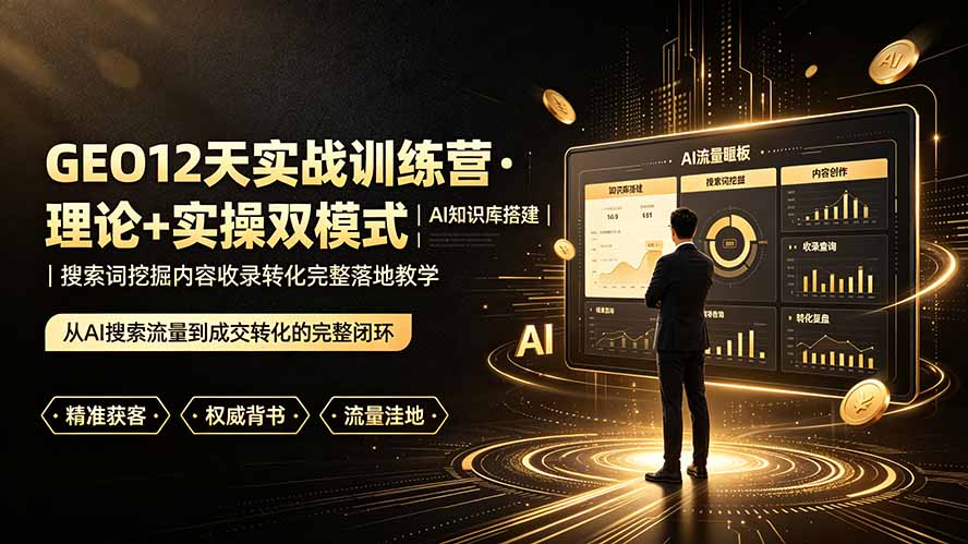 GEO12天实战训练营·理论+实操双模式｜AI知识库搭建｜搜索词挖掘内容收录转化完整落地教学-智富思维学堂