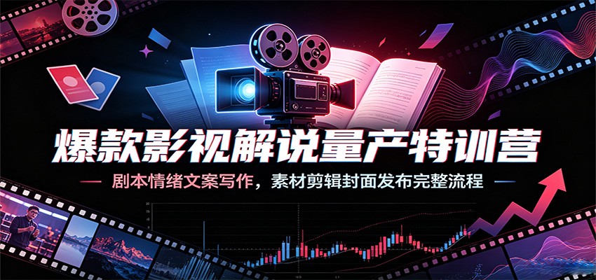 爆款影视解说量产特训营：剧本情绪文案写作，素材剪辑封面发布完整流程-智富思维学堂