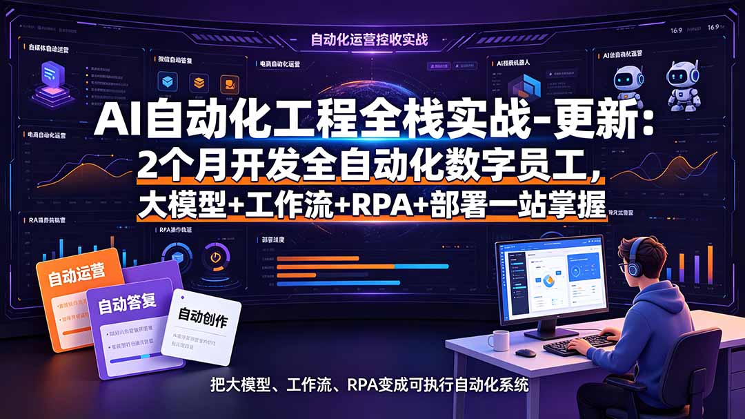 AI自动化工程全栈实战-更新：2个月开发全自动化数字员工，大模型+工作流+RPA+部署一站式掌握-智富思维学堂
