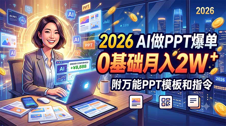 2026 AI做PPT爆单,0基础月入2W,附万能PPT模板和指令-智富思维学堂