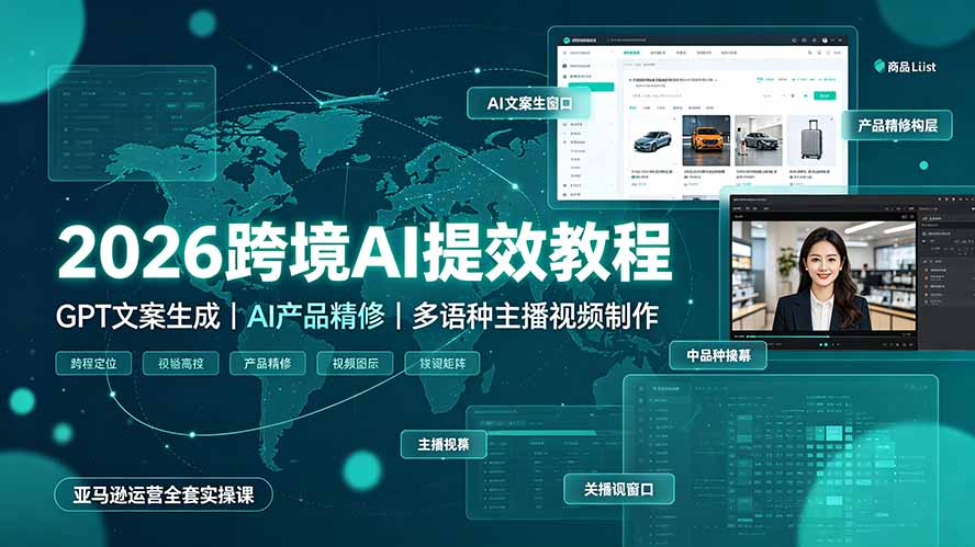 2026跨境AI提效教程·GPT文案生成|AI产品精修|多语种主播视频制作,亚马逊运营全套实操课-智富思维学堂