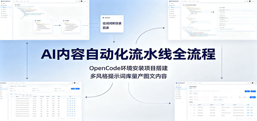 AI内容自动化流水线全流程：OpenCode环境安装项目搭建，多风格提示词库量产图文内容-智富思维学堂