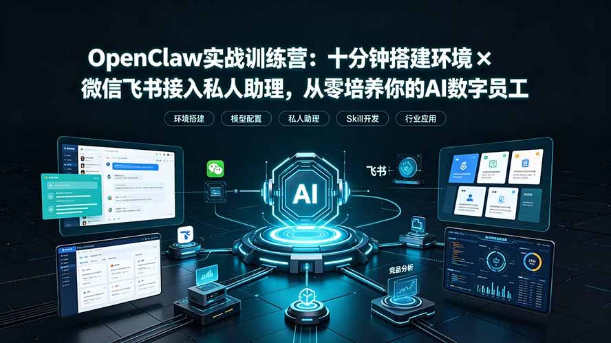 OpenClaw实战特训营:十分钟搭建环境×微信飞书接入私人助理,从零培养你的AI数字员工-智富思维学堂