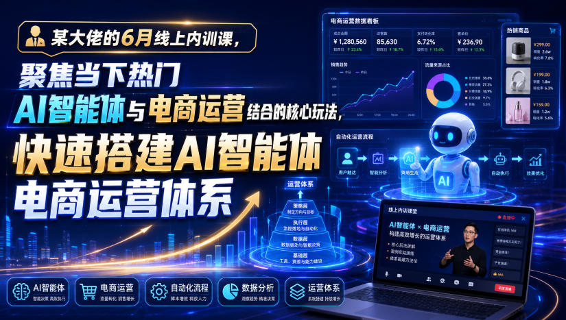 某大佬的6月线上内训课,聚焦当下热门AI智能体与电商运营结合的核心玩法,快速搭建AI智能体电商运营体系-智富思维学堂