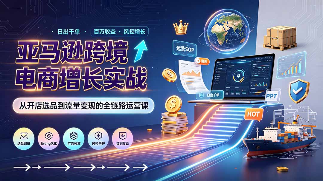 亚马逊0-1孵化特训营8期:从注册风控到稳定日出千单实战,规避审核封店风险,标准化执行流程落地-智富思维学堂