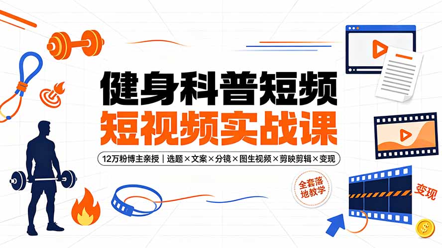 健身科普短视频实战课-12万粉博主亲授|选题×文案×分镜×图生视频×剪映剪辑×变现,全套落地教学-智富思维学堂