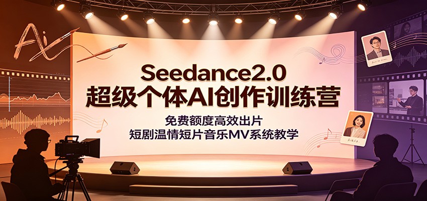 Seedance2.0超级个体AI创作训练营：免费额度高效出片，短剧温情短片音乐MV系统教学-智富思维学堂
