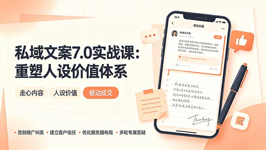 私域文案实战课7.0:重塑人设价值体系|-告别硬广推销×走心内容×自我价值塑造,实现被动成交-智富思维学堂