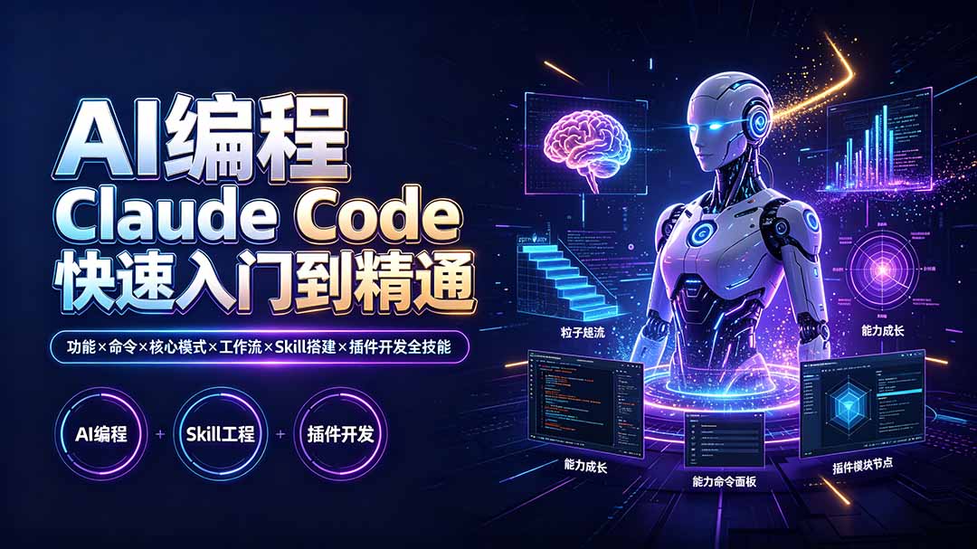 AI编程 Claude Code快速入门到精通:功能×命令×核心模式×工作流×Skill搭建×插件开发全技能-智富思维学堂