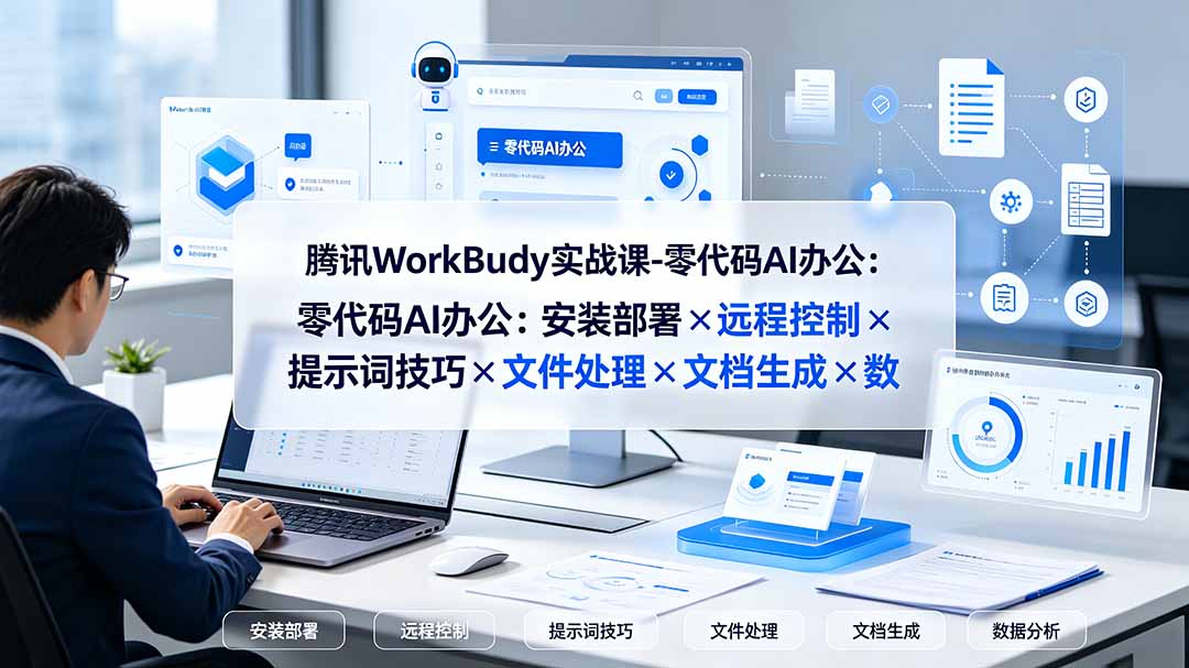 腾讯WorkBuddy实战课-零代码AI办公：安装部署×远程控制×提示词技巧×文件处理×文档生成×数据分析-智富思维学堂