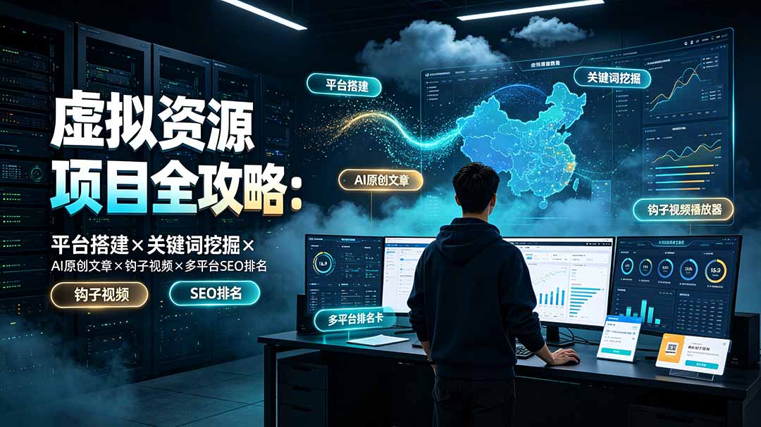 虚拟资源项目全攻略:平台搭建×关键词挖掘×AI原创文章×钩子视频×多平台SEO排名-智富思维学堂