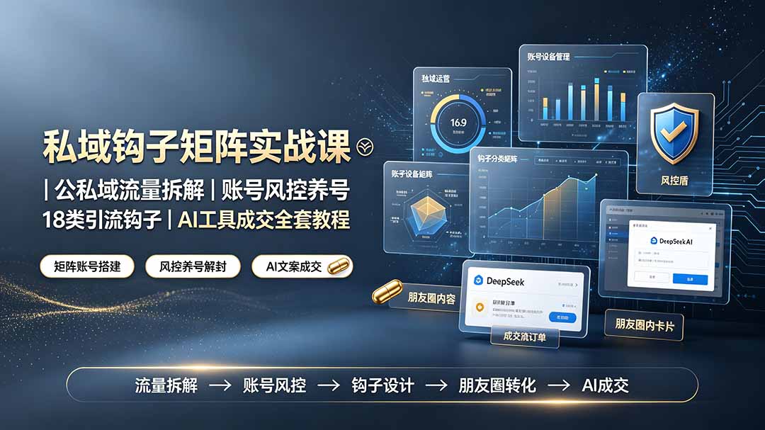 私域钩子矩阵实战课〓公私域流量拆解|账号风控养号|18类引流钩子|AI工具成交全套教程-智富思维学堂