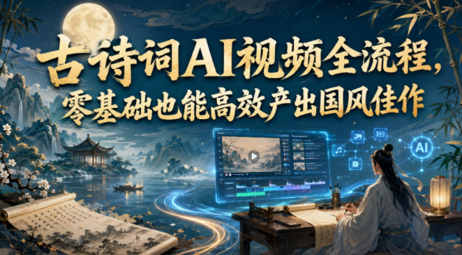 古诗词AI视频全流程,零基础也能高效产出国风佳作-智富思维学堂