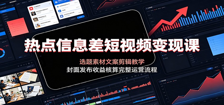 热点信息差短视频变现课：选题素材文案剪辑教学，封面发布收益核算完整运营流程-智富思维学堂