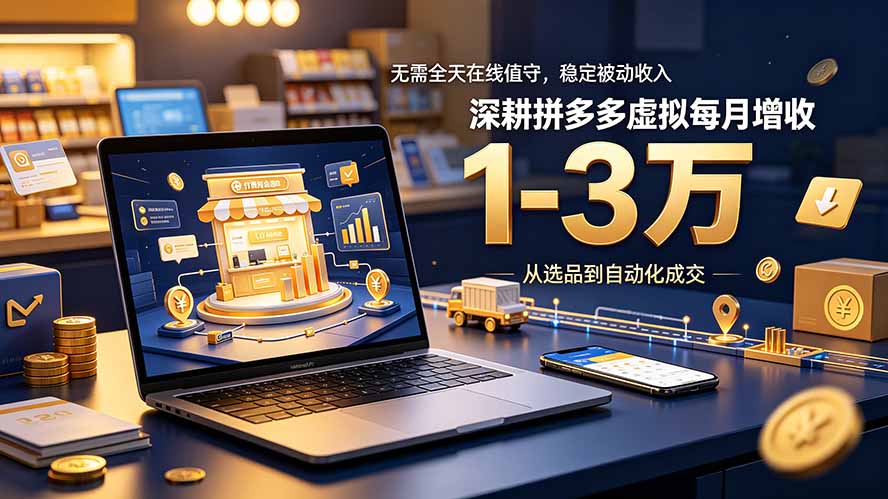 无需全天在线值守,稳定被动收入,深耕拼多多虚拟每月增收 1-3 万-智富思维学堂