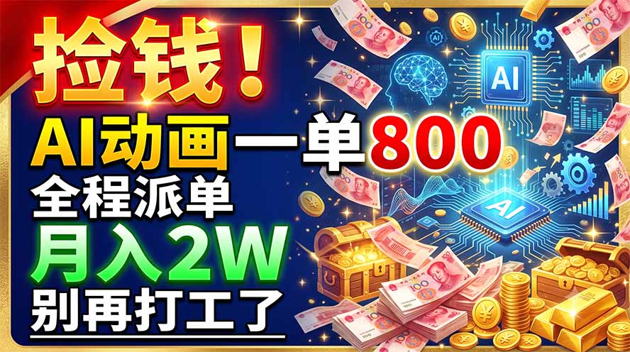 捡钱!AI动画一单800,全程派单,月入2W,别再打工了-智富思维学堂