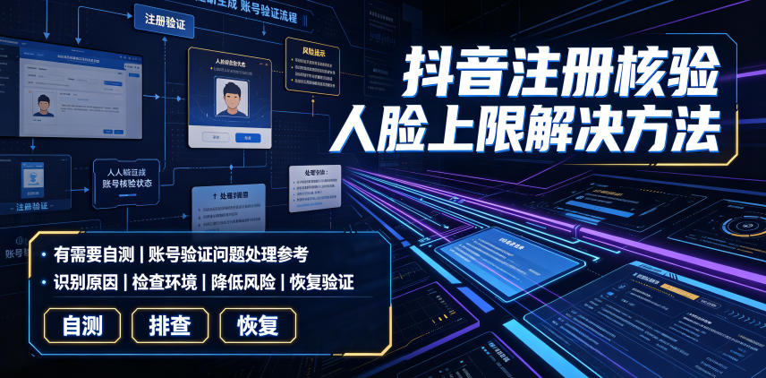 抖音注册核验人脸上限解决方法,有需要自测-智富思维学堂