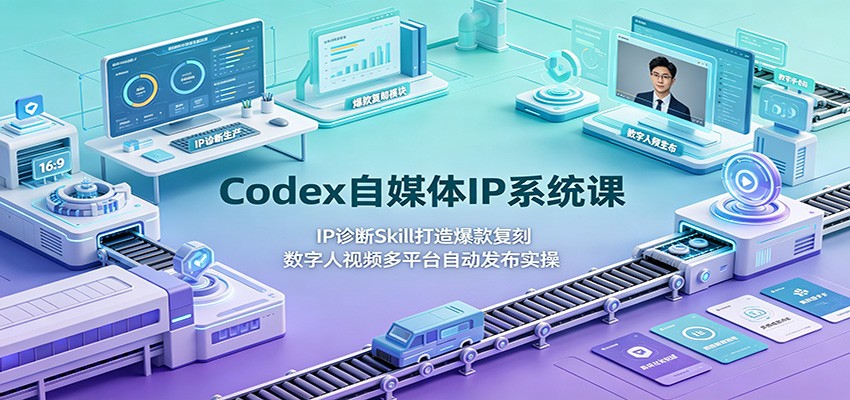 Codex自媒体IP系统课:IP诊断Skill打造爆款复刻,数字人视频多平台自动发布实操-智富思维学堂