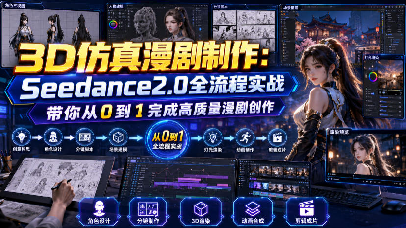 3D仿真漫剧制作:Seedance2.0全流程实战,带你从0到1完成高质量漫剧创作-智富思维学堂