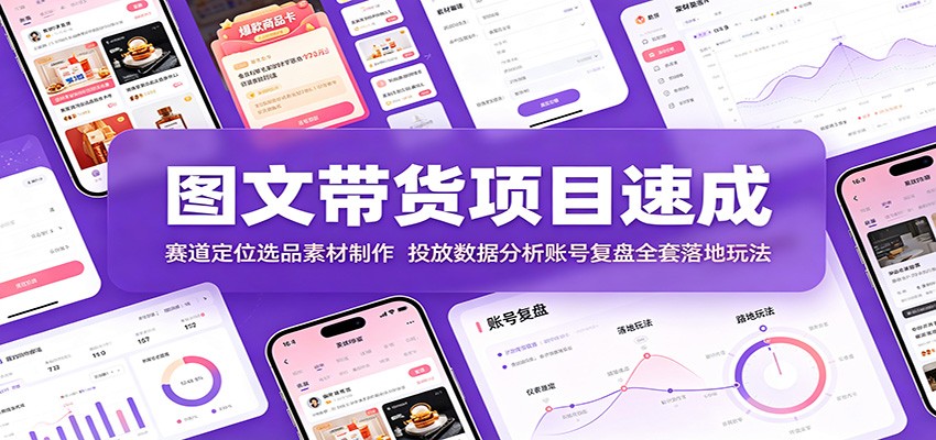 图文带货项目速成：赛道定位选品素材制作，投放数据分析账号复盘全套落地玩法-智富思维学堂