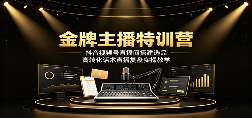 金牌主播特训营：抖音视频号直播间搭建选品，高转化话术直播复盘实操教学-智富思维学堂