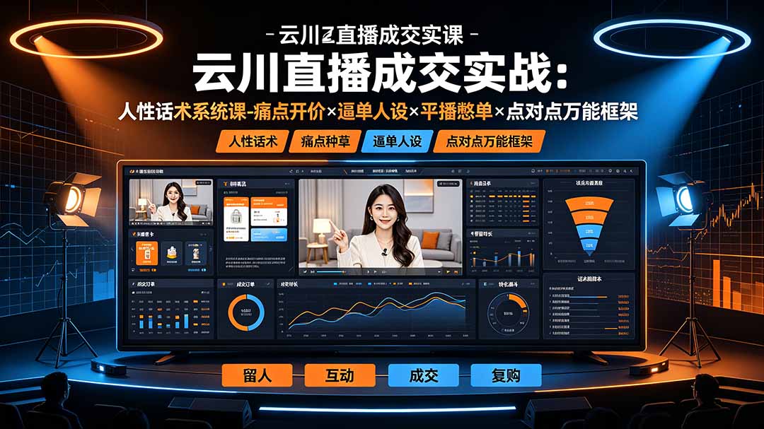 云川直播成交实战:人性话术系统课-痛点种草×塑品开价×逼单人设×平播憋单×点对点万能框架-智富思维学堂