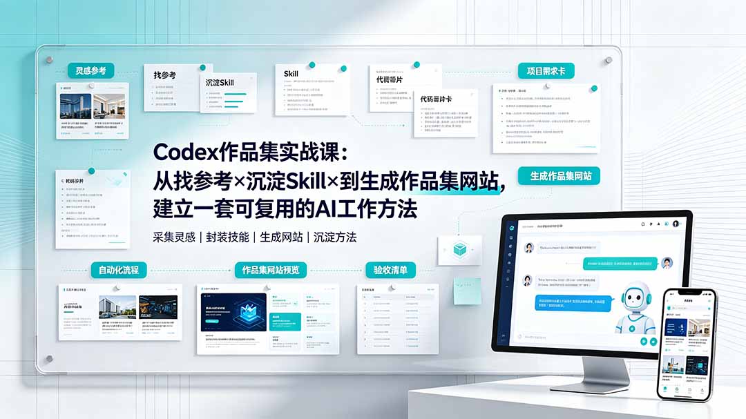 Codex作品集实战课:从找参考×沉淀Skill×到生成作品集网站,建立一套可复用的AI工作方法-智富思维学堂