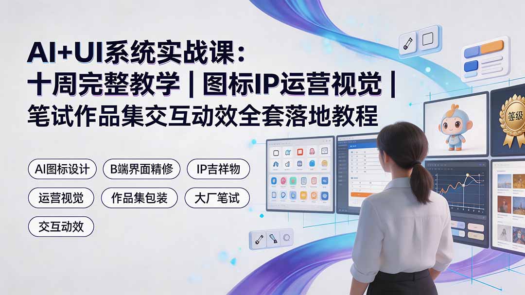AI+UI系统实战课:十周完整教学|图标IP运营视觉|笔试作品集交互动效全套落地教程-智富思维学堂