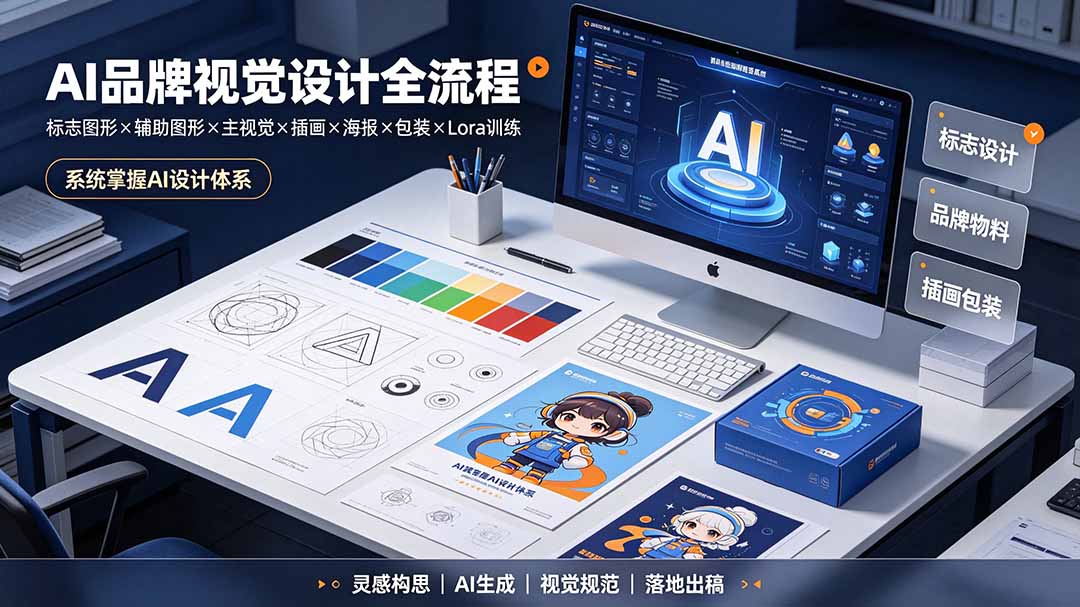 AI品牌视觉设计全流程:标志图形×辅助图形×主视觉×插画×海报×包装×Lora训练,系统掌握AI设计体系-智富思维学堂