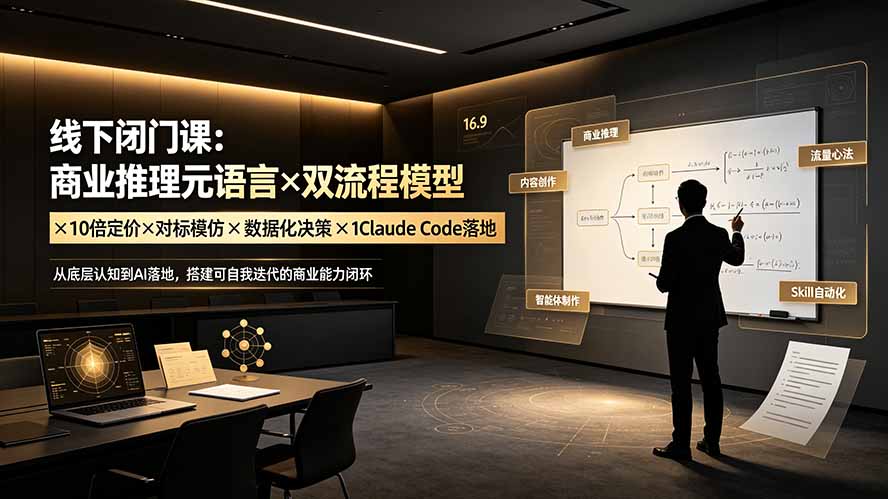 线下闭门课:商业推理元语言×双流程模型×10倍定价×对标模仿×数据化决策×Claude Code落地,击穿认知盲区-智富思维学堂