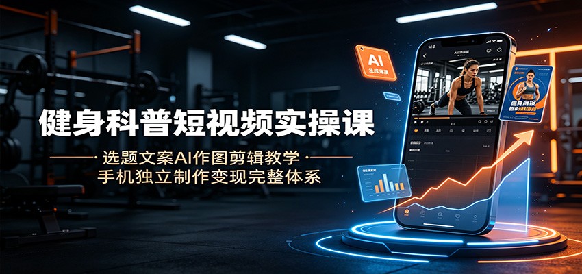 健身科普短视频实操课:选题文案AI作图剪辑教学,手机独立制作变现完整体系-智富思维学堂
