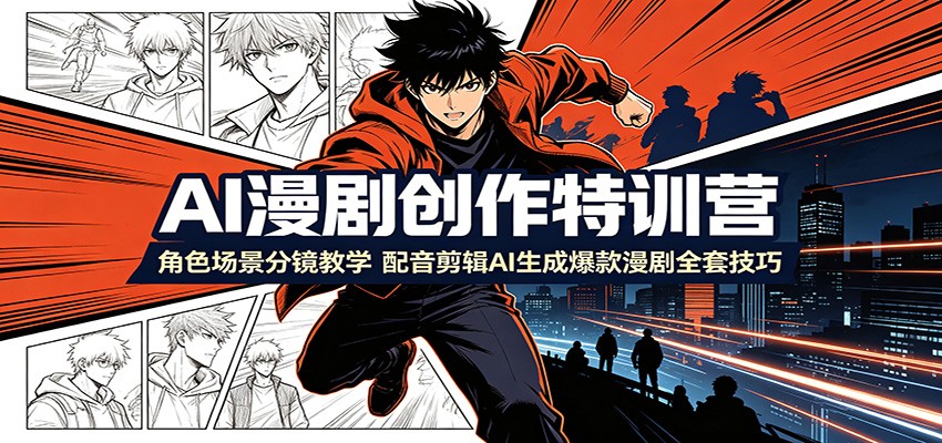 AI漫剧创作特训营：角色场景分镜教学，配音剪辑AI生成爆款漫剧全套技巧-智富思维学堂