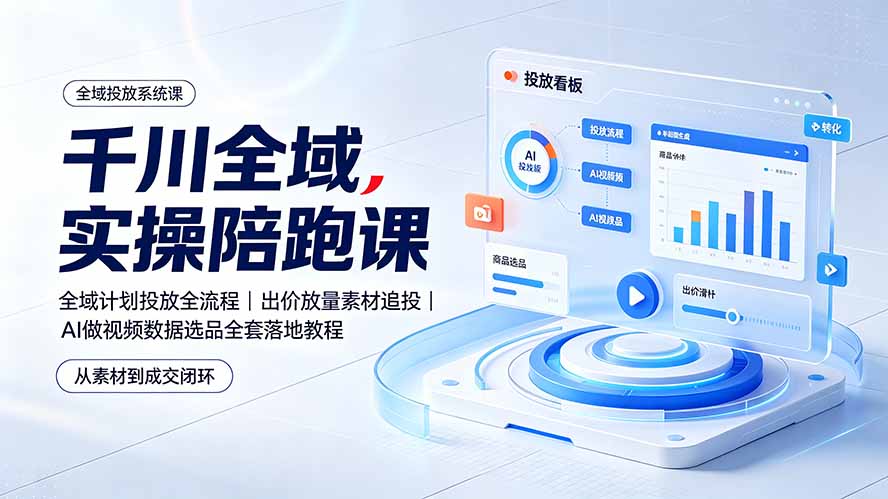 千川全域实操陪跑课:全域计划投放全流程|出价放量素材追投|AI做视频数据选品全套落地教程-智富思维学堂
