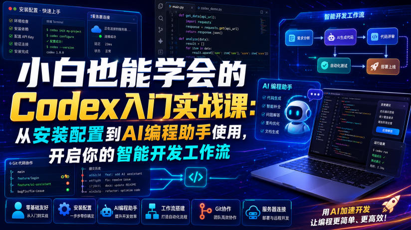 小白也能学会的Codex入门实战课:从安装配置到AI编程助手使用,开启你的智能开发工作流-智富思维学堂