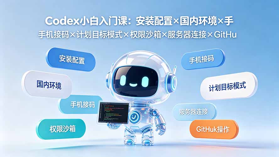Codex小白入门课:安装配置×国内环境×手机接码×计划目标模式×权限沙箱×服务器连接×GitHub操作-智富思维学堂