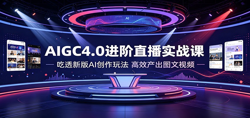 AIGC4.0进阶直播实战课：吃透新版AI创作玩法，高效产出图文视频-智富思维学堂