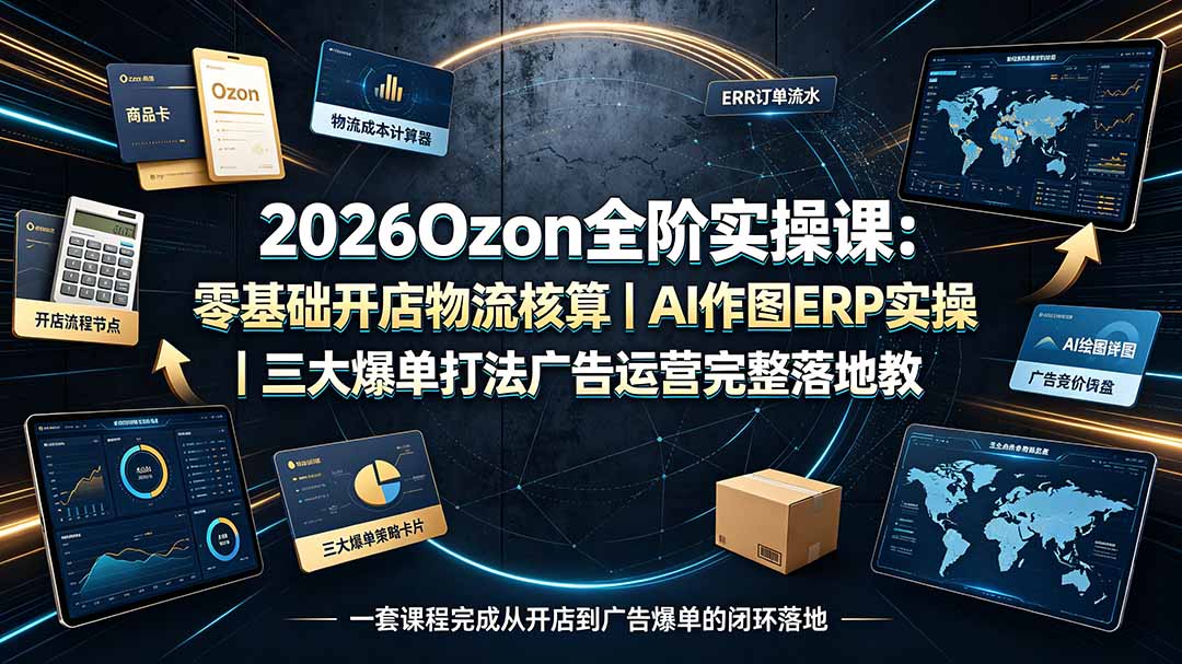 2026Ozon全阶实操课:零基础开店物流核算|AI作图ERP实操|三大爆单打法广告运营完整落地教程-智富思维学堂