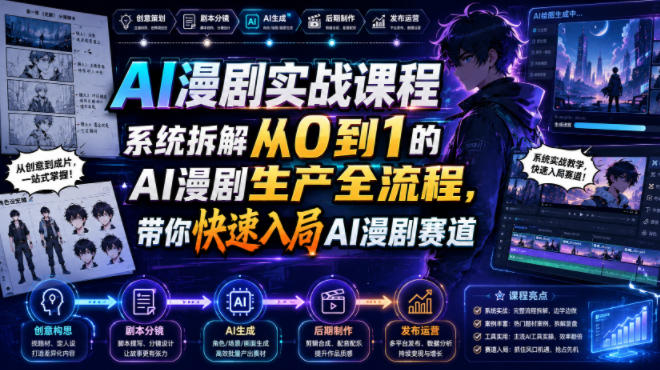 AI漫剧实战课程,系统拆解从0到1的AI漫剧生产全流程,带你快速入局AI漫剧赛道-智富思维学堂