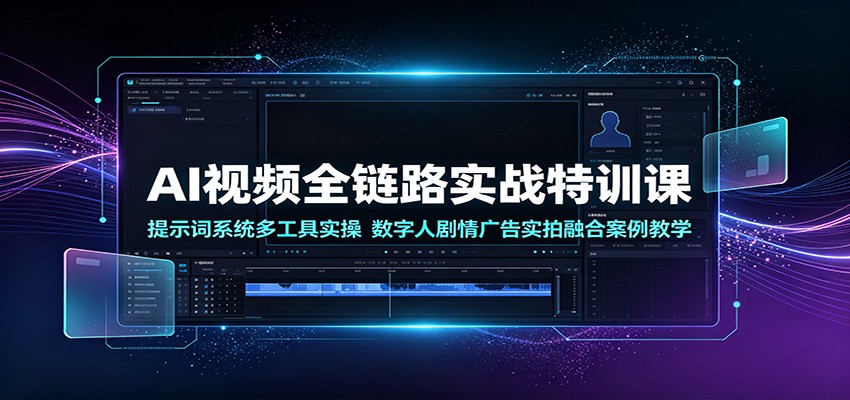 AI视频全链路实战特训课：提示词系统多工具实操，数字人剧情广告实拍融合案例教学-智富思维学堂