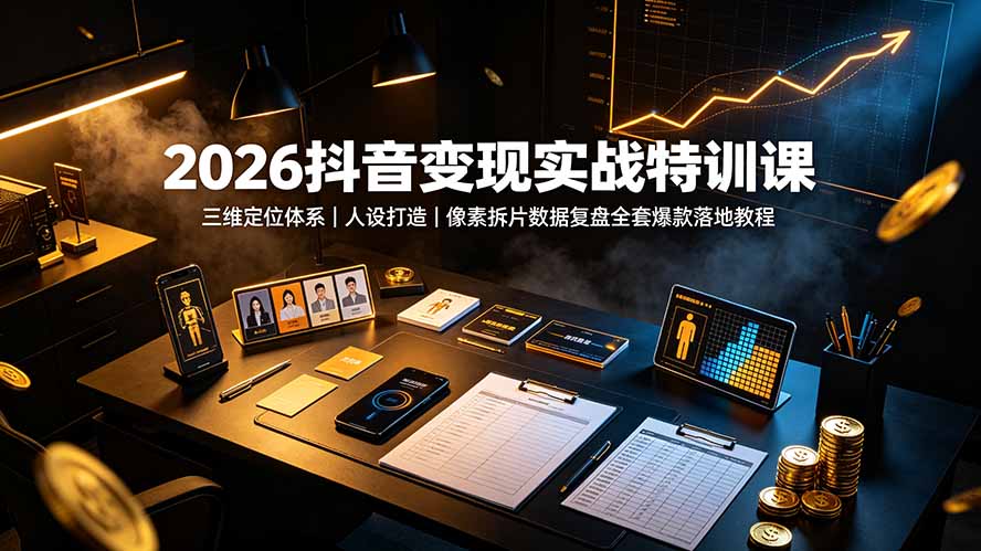 2026抖音变现实战特训课:三维定位体系|人设打造|像素拆片数据复盘全套爆款落地教程-智富思维学堂