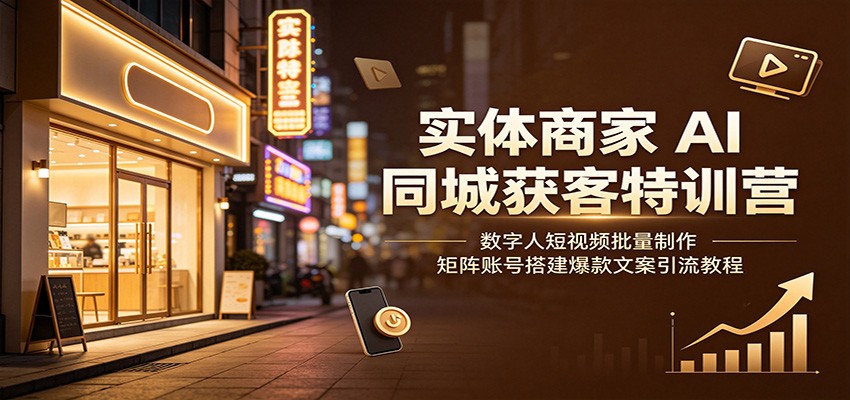 实体商家AI同城获客特训营:数字人短视频批量制作,矩阵账号搭建爆款文案引流教程-智富思维学堂