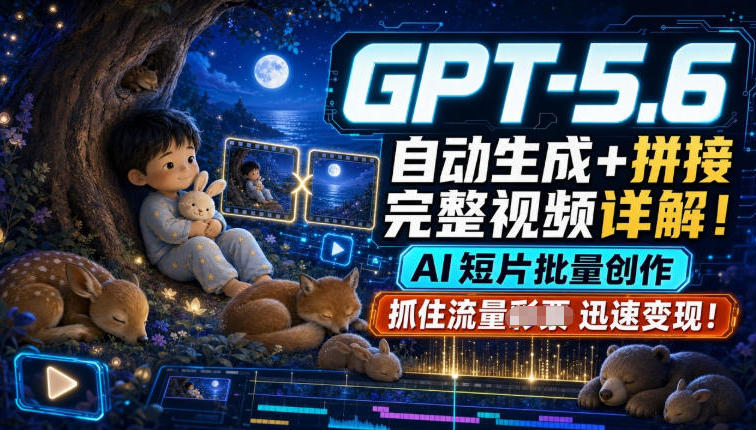GPT-5.6自动生成+拼接完整视频详解,AI短片批量创作,抓住流量迅速变现!-智富思维学堂