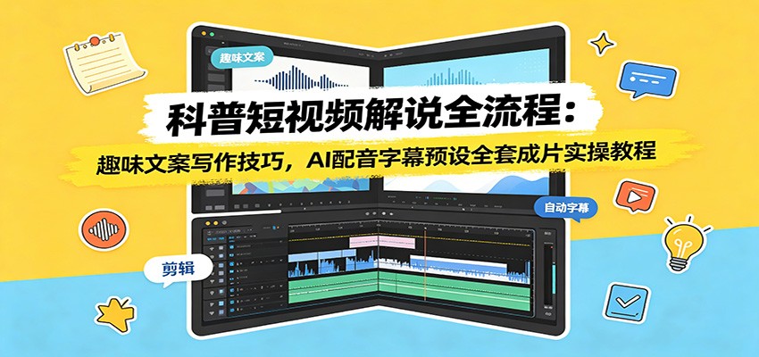 科普短视频解说全流程:趣味文案写作技巧,AI配音字幕预设全套成片实操教程-智富思维学堂