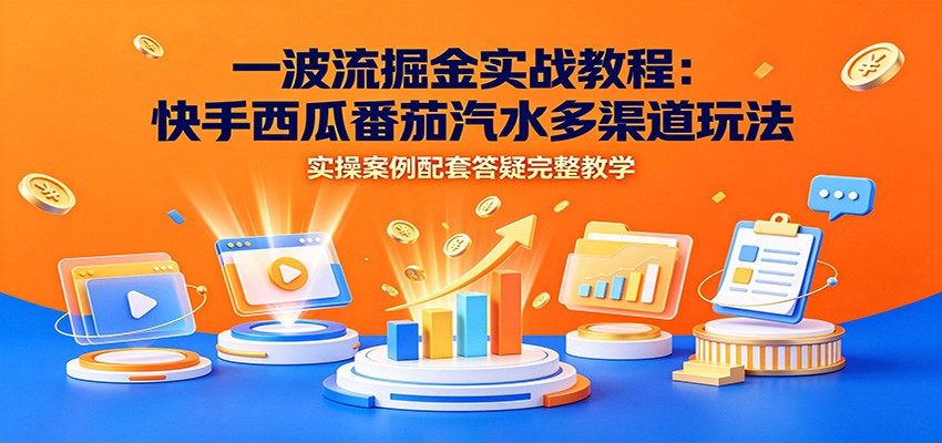 一波流掘金实战教程:快手西瓜番茄汽水多渠道玩法,实操案例配套答疑完整教学-智富思维学堂