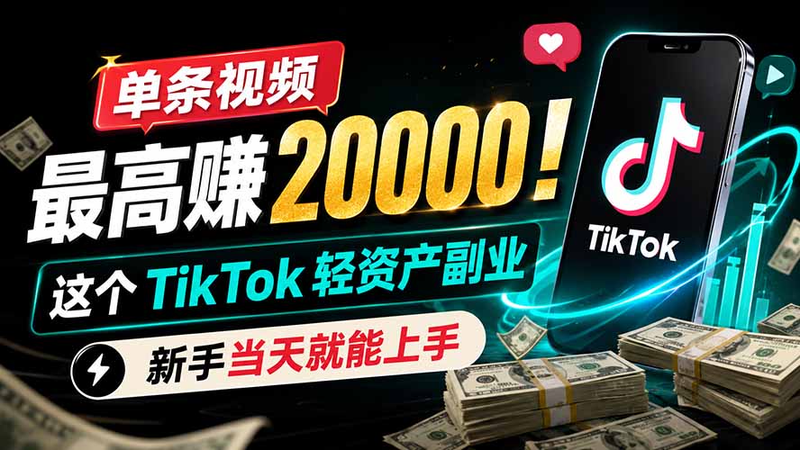 单条视频最高赚 20000！这个 TikTok 轻资产副业，新手当天就能上手-智富思维学堂