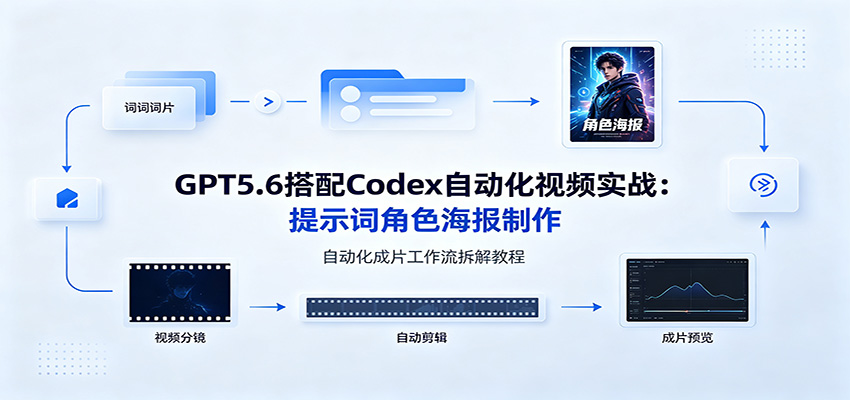 GPT5.6搭配Codex自动化视频实战:提示词角色海报制作,自动化成片工作流拆解教程-智富思维学堂