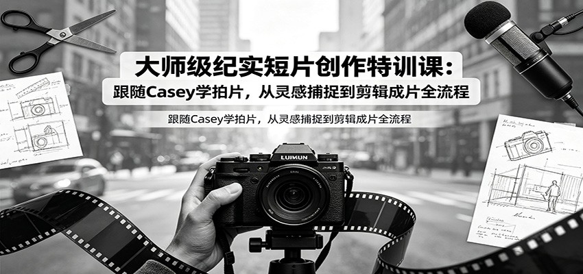 大师级纪实短片创作特训课:跟随Casey学拍片,从灵感捕捉到剪辑成片全流程-智富思维学堂