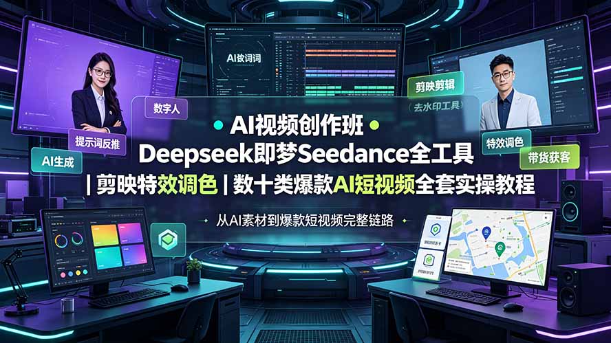 AI视频创作班◆Deepseek即梦Seedance全工具｜剪映特效调色｜数十类爆款AI短视频全套实操教程-智富思维学堂