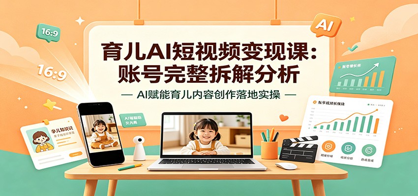 育儿AI短视频变现课:账号完整拆解分析,AI赋能育儿内容创作落地实操-智富思维学堂