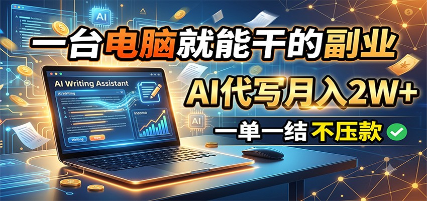 一台电脑就能干的副业,AI代写月入2W+,一单一结不压款-智富思维学堂